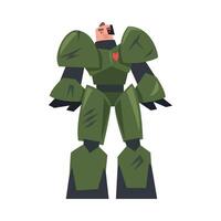 Man in Green Robot Costume, Carnival Party or Masquerade Concept, Game Design Element Cartoon Style Illustration vector