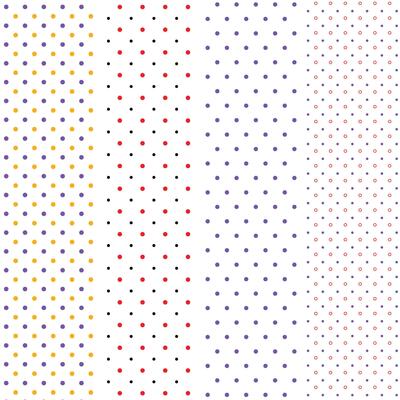 a set of four different polka dot patterns on white background