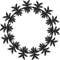 Sunburst Circle Frame With Palm Tree Island Theme Illustration vector