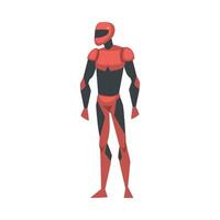Robotic Man, Cyborg or Superhero Character in Red Costume, Carnival Party, Masquerade or Online Game Design Element Cartoon Style Illustration vector