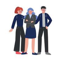 Smiling Students in Uniform Standing Together and Posing Illustration vector