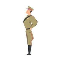 Side View of Army Soldier, Military Man Character in Khaki Uniform Cartoon Style Illustration vector