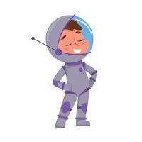Smiling Kid Astronaut in Outer Space Suit, Cute Boy Playing Astronauts, Space Tourist Character Cartoon Style Illustration vector