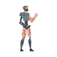 Robotic Man, Cyborg Character, Carnival Party, Masquerade or Online Game Design Element Cartoon Style Illustration vector