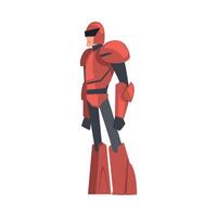 Man in Red Robot Costume, Carnival Party or Masquerade Concept, Game Design Element Cartoon Style Illustration vector