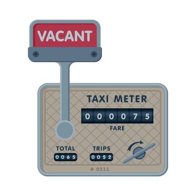 Taximeter Device Calculating Equipment, Service Pay, Taxicab Counter Measurement Appliance Illustration