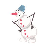 Funny Smiling Snowman Christmas Character, Symbol of Xmas and New Year Holidays Cartoon Style Illustration vector