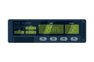 Taximeter Device, Calculating Equipment for Taxicab, Measurement Appliance with Buttons and Screen Illustration on White Background vector