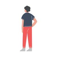Back View of Young Man Standing and Listening Attentively Illustration on White Background vector