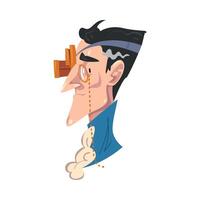 Steampunk Man Portrait, Side View od Gentleman Face with Monocle in Stylized Cartoon Style Illustration vector