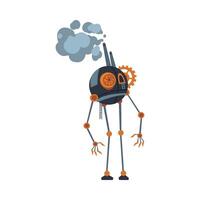 Steampunk Robot, Antique Mechanical Device or Mechanism, Stylized Cartoon Style Illustration vector