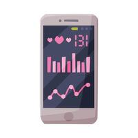 Fitness Tracker App on Smartphone, Health Monitoring Application Illustration on White Background vector
