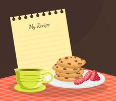 Cookie Recipe Blank Card or Sheet Template for Making Notes about Meal Preparation Illustration vector