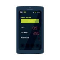 Taximeter Device, Calculating Equipment for Transportation Service, Electronic Measurement Appliance with Buttons and Price on Screen Illustration on White Background vector