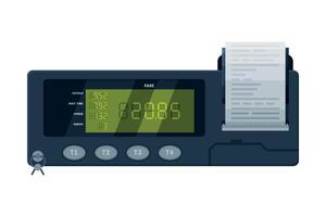 Taximeter Device, Calculating Equipment for Taxi Car, Measurement Appliance with Buttons and Price on Screen Illustration vector