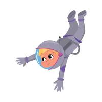 Kid Astronaut in Outer Space Suit Floating in Space, Cute Boy Playing Astronauts, Space Tourist Character Cartoon Style Illustration vector