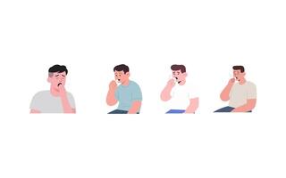 Illustration of a man experiencing symptoms of cough vector