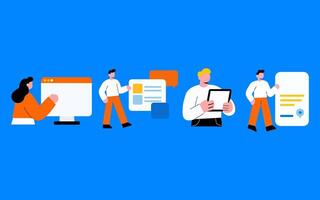 Team Collaboration and Communication in a Modern Office vector