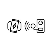Outline Icon Showing Wireless Phone Charging System Setup vector