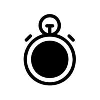 Simple Black Glyph Icon of a Classic Mechanical Stopwatch Device vector