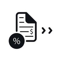 Financial Document Icon with Percentage and Currency Symbols vector