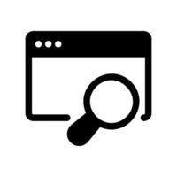 Web Browser Icon with Magnifying Glass for Site Search vector