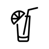 Iced Beverage in a Glass with Lemon Slice and Drinking Straw vector