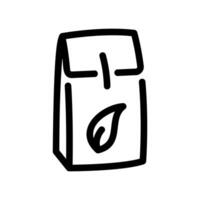 Outline Icon of a Tea Leaf Pouch with Leaf Symbol Decoration vector