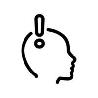 Side profile of a human head with an exclamation mark, symbolizing idea vector