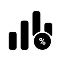Bar Graph Icon with Ascending Columns and Percentage Symbol vector