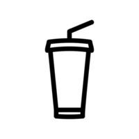 Simple outline icon of a disposable drink cup with a straw vector