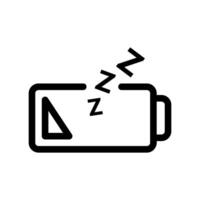 Battery outline with Zzz lines, indicating low power or sleep mode vector