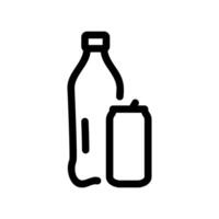 Outline Icon Set of a Beverage Bottle and Smaller Can or Cup vector
