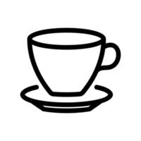 Monochrome Outline Icon of a Classic Coffee Cup and Saucer Set vector