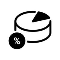 Three Dimensional Pie Chart Icon with Percentage Symbol for Data Analysis vector