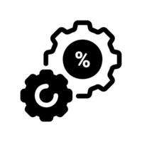 Gears Icon with Percentage Symbol for Optimization Setting vector