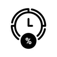 Time Based Percentage Icon with Clock Face Symbol vector