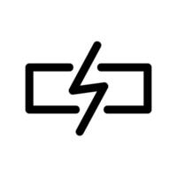 Simple outline icon showing a battery currently charging vector