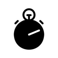 Solid Black Stopwatch Icon with a Hand Pointing to a Time Mark vector