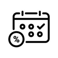 Calendar Icon with a Percentage Symbol for a Recurring Payment vector