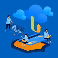 Illustration of a cloud indicating safer purchase and payment transaction flows, suitable for fintech apps, e-commerce websites, digital wallets, and secure payment platforms. vector