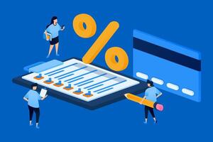 Illustration of a checklist for credit card application approval, designed for banking apps, loan services, financial advisors, and personal finance educational materials. vector