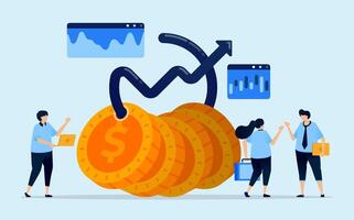 Illustration of coins tied with an upward arrow as a metaphor for saving gradually for investments or mutual funds, designed for finance blogs, fintech apps, and investment platforms vector