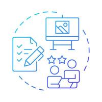Presentation blue gradient concept icon. Customer experience, marketing. Analysis checklist. Round shape line illustration. Abstract idea. Graphic design. Easy to use in infographic, brochure vector