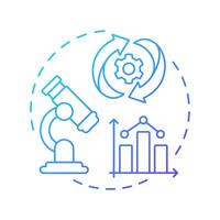 Experiments design blue gradient concept icon. Statistical chart, graph. Research, technology. Round shape line illustration. Abstract idea. Graphic design. Easy to use in infographic, presentation vector