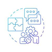 Collaborative workflow blue gradient concept icon. Teamwork organization, communication. Round shape line illustration. Abstract idea. Graphic design. Easy to use in advertising, marketing vector
