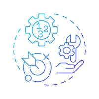 Function oriented approach blue gradient concept icon. Target goal. Product development. Round shape line illustration. Abstract idea. Graphic design. Easy to use in infographic, presentation vector