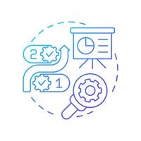 Case workflow blue gradient concept icon. Business strategy, planning. Marketing, processes. Round shape line illustration. Abstract idea. Graphic design. Easy to use in advertising, marketing vector