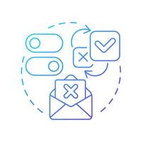 Withdrawable blue gradient concept icon. Opportunity to decline user allowances. GDPR consent principle. Round shape line illustration. Abstract idea. Graphic design. Easy to use in article vector