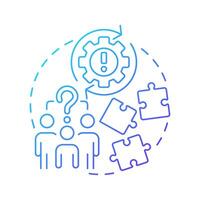 Inadequate collaboration blue gradient concept icon. Teamwork, partnership. Problem solving. Round shape line illustration. Abstract idea. Graphic design. Easy to use in advertising, marketing vector